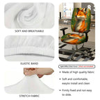 2-Piece Cute Fox Animal Art  Computer Chair Cover Set, Seat and Backrest