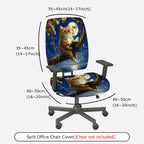 2-Piece Cat Reading Moon Night Starry Swing  Computer Chair Cover Set, Seat and Backrest