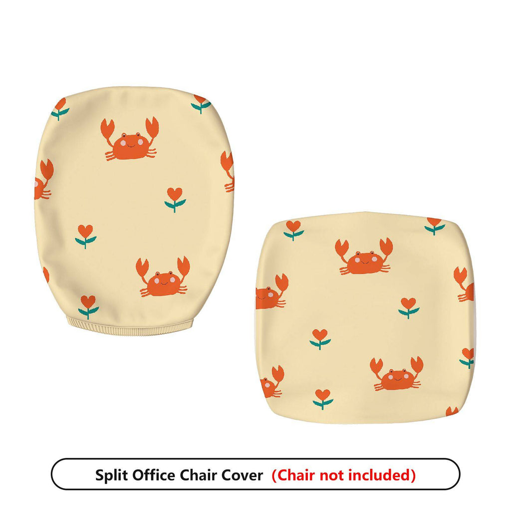 2-Piece Crab Flower Pattern Cute  Computer Chair Cover Set, Seat and Backrest