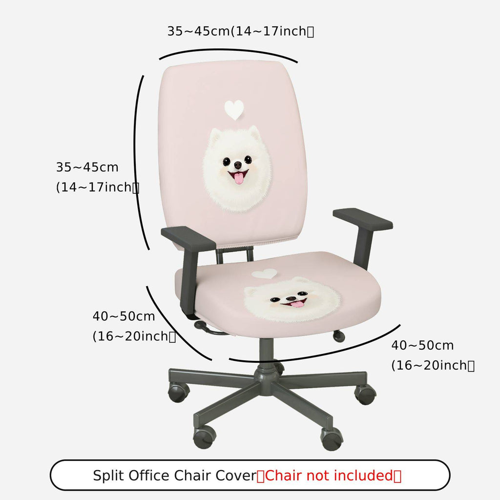 2-Piece Cute Dog Heart Pink Cozy Fun  Computer Chair Cover Set, Seat and Backrest
