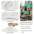 2-Piece Cute Cat Pattern Colorful Fun Whimsical Unique  Computer Chair Cover Set, Seat and Backrest