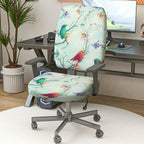 2-Piece Colorful Bird Flower  Computer Chair Cover Set, Seat and Backrest