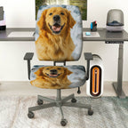 2-Piece Cute Dog Winter Snow Fun Joyful  Computer Chair Cover Set, Seat and Backrest