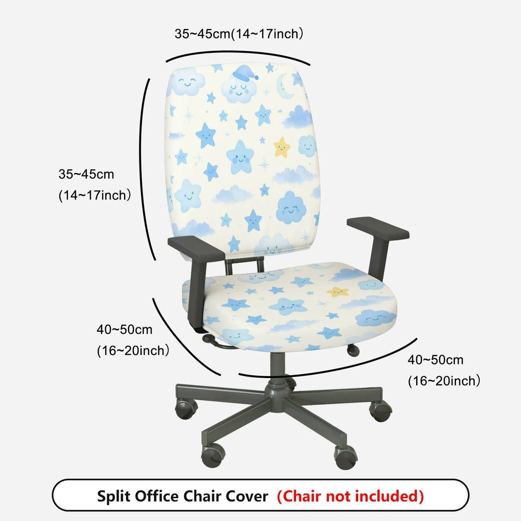 2-Piece Cute Sky Star Cloud Moon  Computer Chair Cover Set, Seat and Backrest