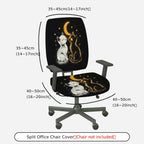 2-Piece Moonlight Cat Lovers Stars Hearts Cosmic  Computer Chair Cover Set, Seat and Backrest