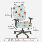 2-Piece Christmas Snowman Bell Polka Dots Decorative  Computer Chair Cover Set, Seat and Backrest