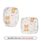 2-Piece Cute Animal Moon Star Floral  Computer Chair Cover Set, Seat and Backrest