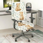 2-Piece Cute Bear Floral Nature Decorative  Computer Chair Cover Set, Seat and Backrest