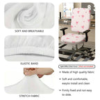 2-Piece Pink Bowknot Daisy Heart Cute  Computer Chair Cover Set, Seat and Backrest