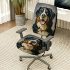 2-Piece Dog Print Animal Theme Cute Home  Computer Chair Cover Set, Seat and Backrest