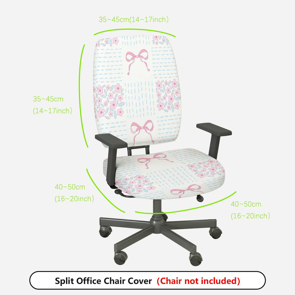 2-Piece Floral Bowknot Pastel Cute Decorative  Computer Chair Cover Set, Seat and Backrest