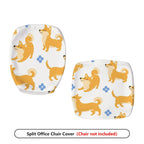 2-Piece Cute Dog Flower Pattern Printed  Computer Chair Cover Set, Seat and Backrest