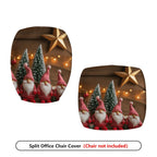 2-Piece Christmas Gnome Tree Star  Computer Chair Cover Set, Seat and Backrest