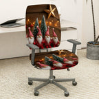 2-Piece Christmas Gnome Tree Star  Computer Chair Cover Set, Seat and Backrest