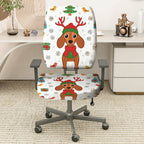 2-Piece Christmas Dog Reindeer Snowflake Gift  Computer Chair Cover Set, Seat and Backrest