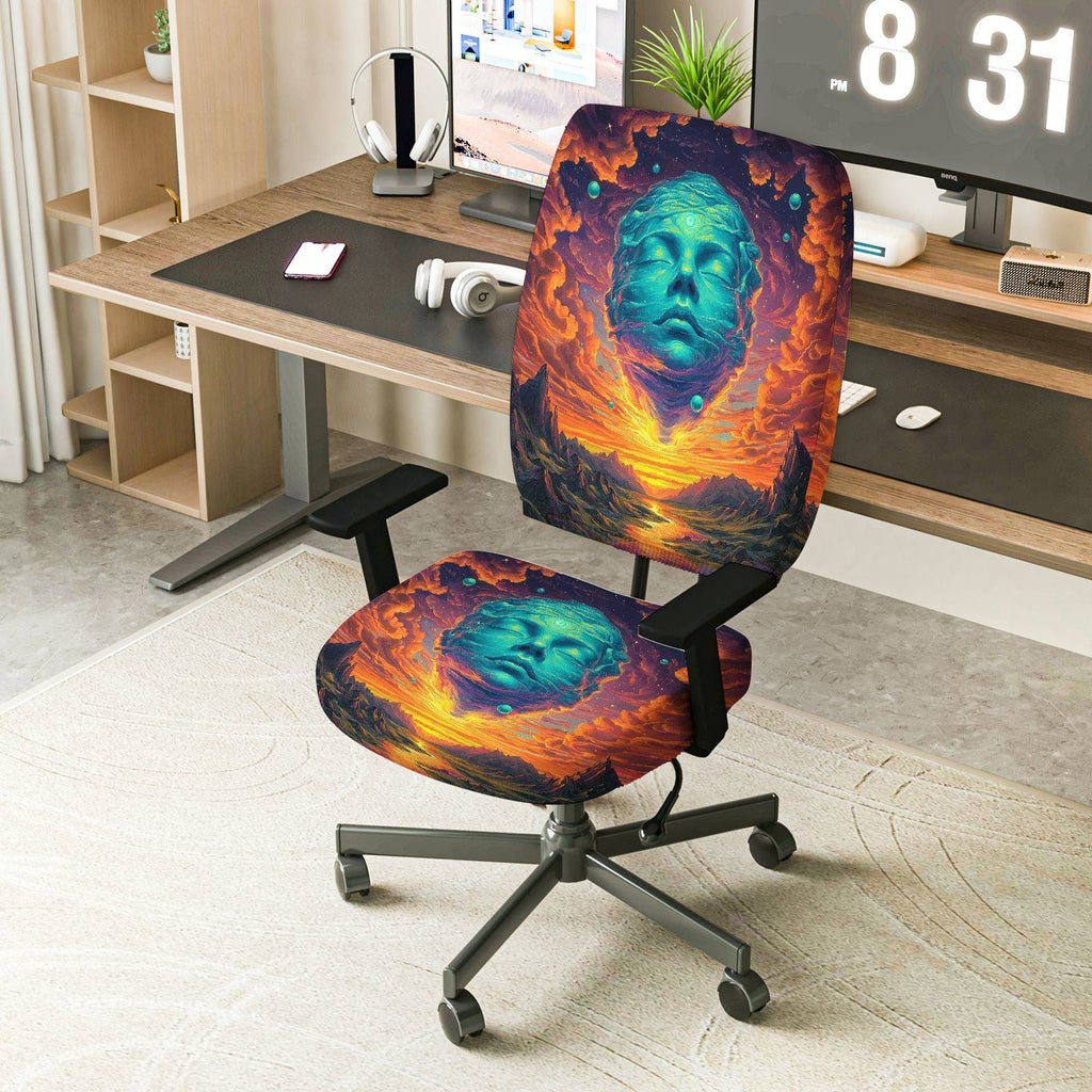 2-Piece Abstract Artistic Graphic Cosmic Landscape Galaxy Astronaut Theme  Computer Chair Cover Set, Seat and Backrest
