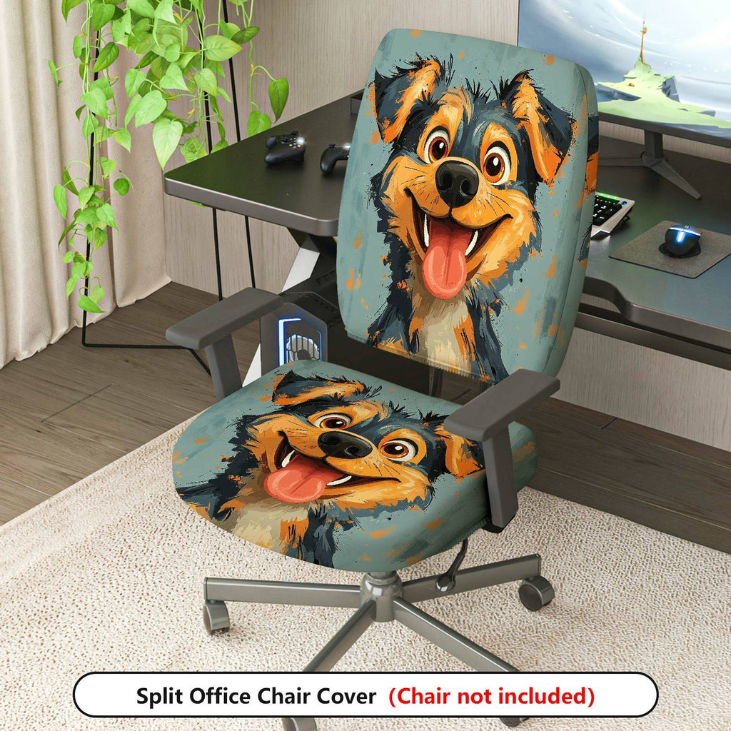2-Piece Dog Pet Animal Funny Art Colorful  Computer Chair Cover Set, Seat and Backrest