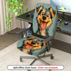 2-Piece Dog Pet Animal Funny Art Colorful  Computer Chair Cover Set, Seat and Backrest