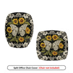 2-Piece Butterfly Floral Lace Sunflower Black  Computer Chair Cover Set, Seat and Backrest